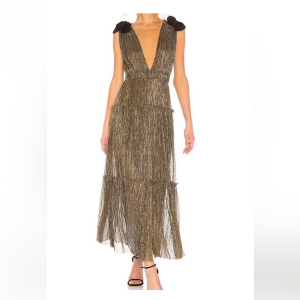 Sabina Musayev Elegant Gold Evening Dress Size XS
